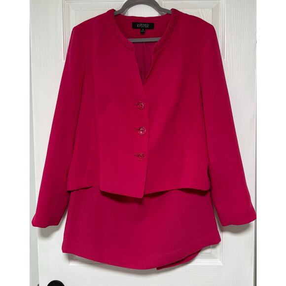 Kasper Women's Pink 2 Piece Skirt Jacket Suit Set Size 16 - Picture 1 of 16